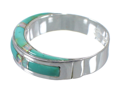 Sterling Silver Opal And Turquoise Southwest Ring Size 5 AX87006
